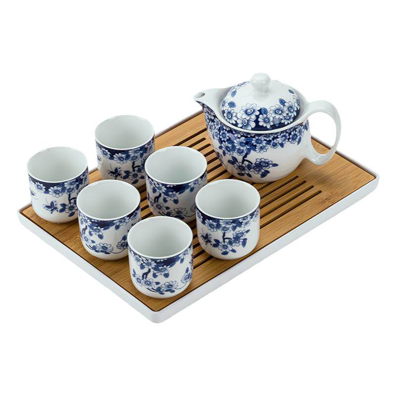 陶瓷杯功夫茶具套装简约泡茶壶耐热家用办公室青花瓷茶杯大号整套