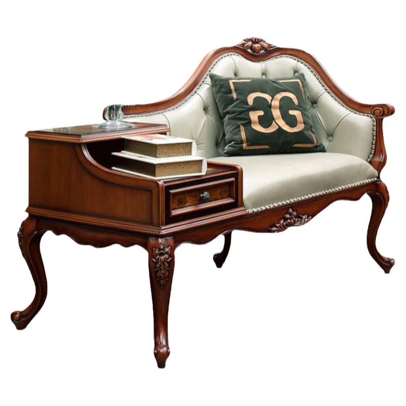 美式实木电话椅真皮贵妃椅懒人椅阳台美人榻单人沙发欧式贵妃沙发