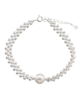 单珍珠银珠网编织公主手链女温柔