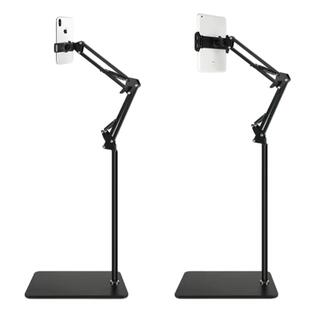 落地式悬臂手机平板支架金属直播听课床头追剧画画俯拍架子夹式