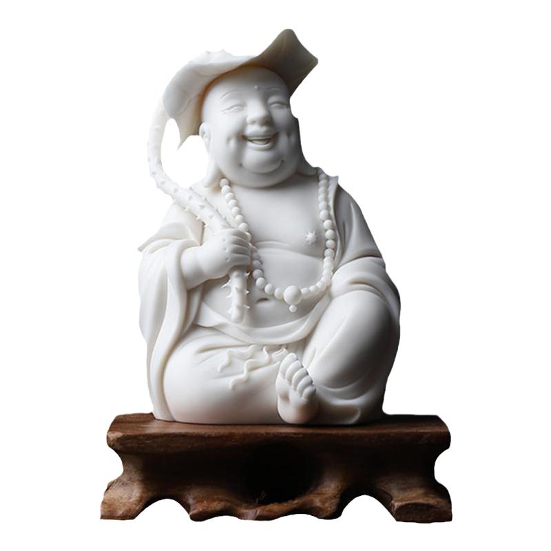 戴玉堂苏友德陶瓷摆件《荷叶小沙弥》弥勒笑佛弥勒佛家用供奉佛像