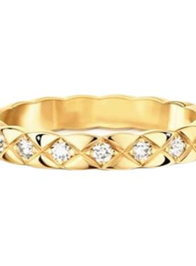 菱格纹窄版指V金时尚通勤情侣款