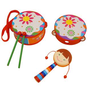 奥尔夫打击乐器组合手敲鼓儿童红色玩具沙锤摇铃幼儿早教音乐玩具