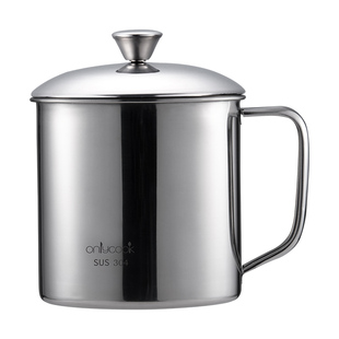 onlycook 304不锈钢儿童水杯幼儿园口杯带盖手柄早餐牛奶杯子单层