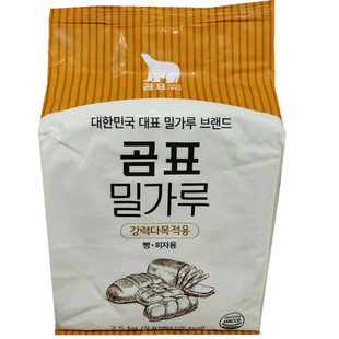 原装进口韩国面粉 高筋粉烘焙面粉熊牌面包粉2500g小麦粉高力面粉
