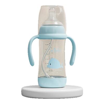 格林博士新生婴儿玻璃带吸管奶瓶ppsu防摔6个月以上宝宝倒置奶瓶