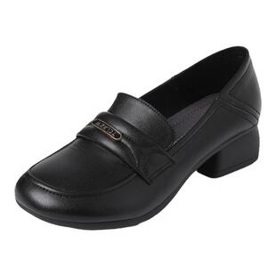 真皮软底乐福鞋一脚蹬女鞋防滑新款单鞋加绒舒适休闲妈妈鞋小皮鞋