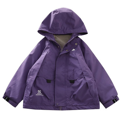 男童摇粒绒连帽外套儿童装冲锋衣