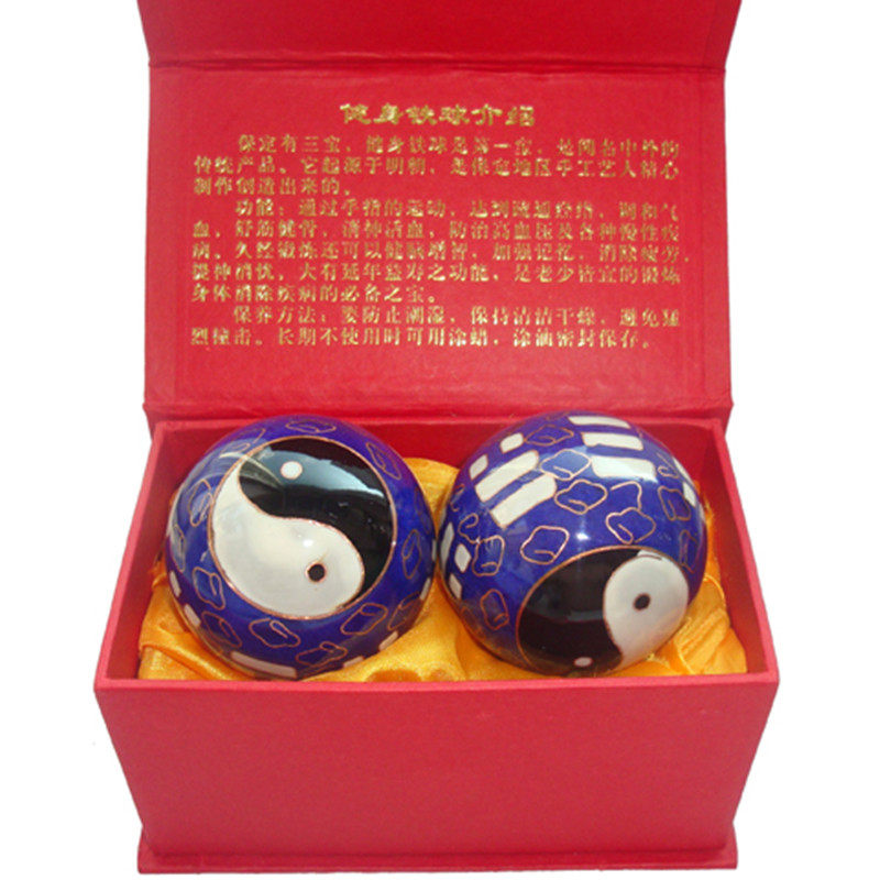景泰蓝保定铁球40-45MM健身球中老年手球保健球空心龙凤牡丹福寿