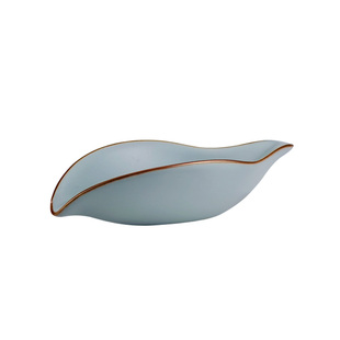 聚器堂创意叶形天青汝窑可养开片陶瓷赏茶荷茶则茶拨两件套茶配件