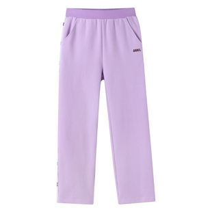 商场同款安奈儿女童装全腰针织单裤2024春季新款休闲运动长裤百搭