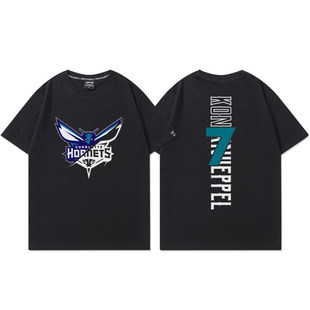 黄蜂队克尼佩尔7号篮球衣男美式休闲运动训练服宽松纯棉短袖T恤潮