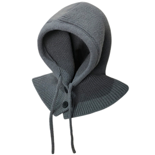 巴拉克拉法帽子围巾一体女秋冬保暖护耳连帽针织围脖毛线帽显脸小