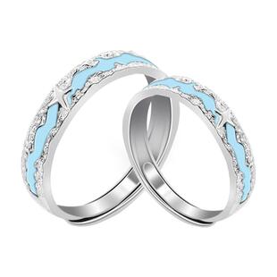 【夜光】钟久久情侣对戒星河之恋纯银戒指情人节新年礼物钟爱协议