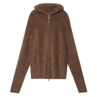 COVERINS【贝贝羊驼毛】慵懒风宽松拉链连帽毛衣外套女CC34106090