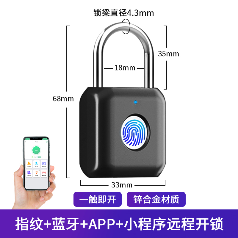 指纹密码锁户外防水家用柜子远程遥控电子大门锁挂锁小锁