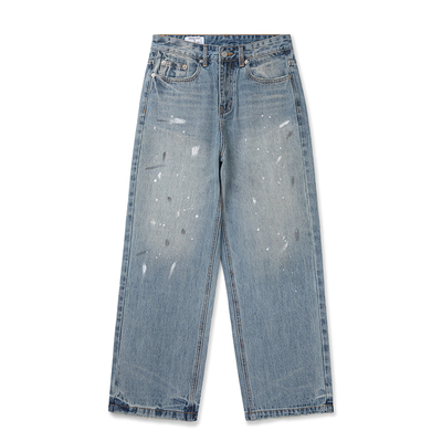 VMCL泼墨印花复古做旧水洗牛仔裤