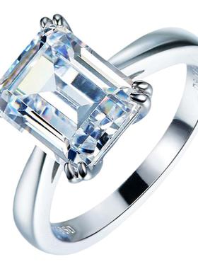 莫桑钻方糖戒指钻戒祖母绿公主方