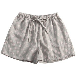 睡裤短裤女夏季薄款纯棉日系简约清新全棉纱布家居裤短三分裤睡觉