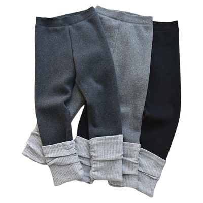 洋气带堆堆袜|女童一体绒蚕丝打底裤儿童宝宝加厚修身保暖裤24冬