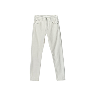 穿出筷子腿！~白色加绒铅笔裤女秋冬高腰弹力紧身显瘦小脚牛仔裤