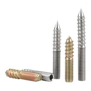 304不锈钢内六角螺钉镀锌尖尾双头牙自攻螺丝家具连接件M4M5M6M8