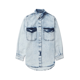IT CLOSED女装中长款牛仔衬衫新款复古时髦水洗磨白上衣C97204XM