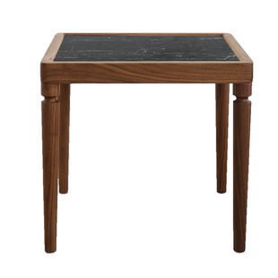愫墨大理石茶几复古樱桃木黑胡桃木边几角几实木客厅北欧小户型
