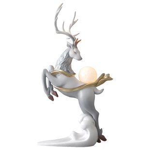 大型福禄麋鹿落地摆件轻奢时尚客厅玄关沙发旁家居饰品灯乔迁新居