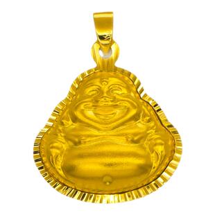 越南沙金吊坠单坠女金锁仿真黄金小饰品配件佛头金镶玉项链首饰