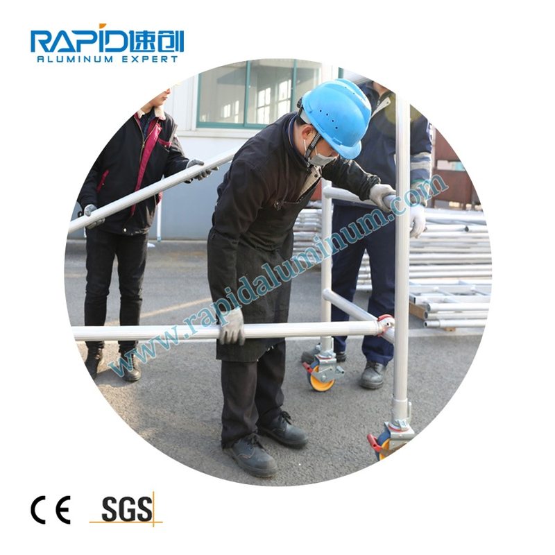 铝塔架，铝合金移动工作架，铝合金移动脚手架 双宽门架带梯 6m高