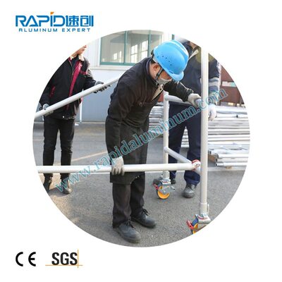 铝塔架，铝合金移动工作架，铝合金移动脚手架 双宽门架带梯 6m高