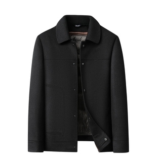 全羊毛呢大衣男士外套短款翻领加厚羽绒服内胆夹克冬装新款双面呢