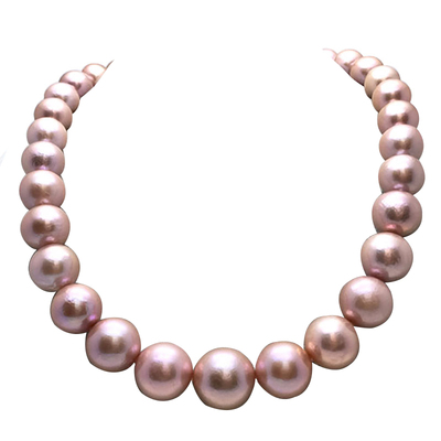 爱迪生珍珠项链12-15mm正圆紫色