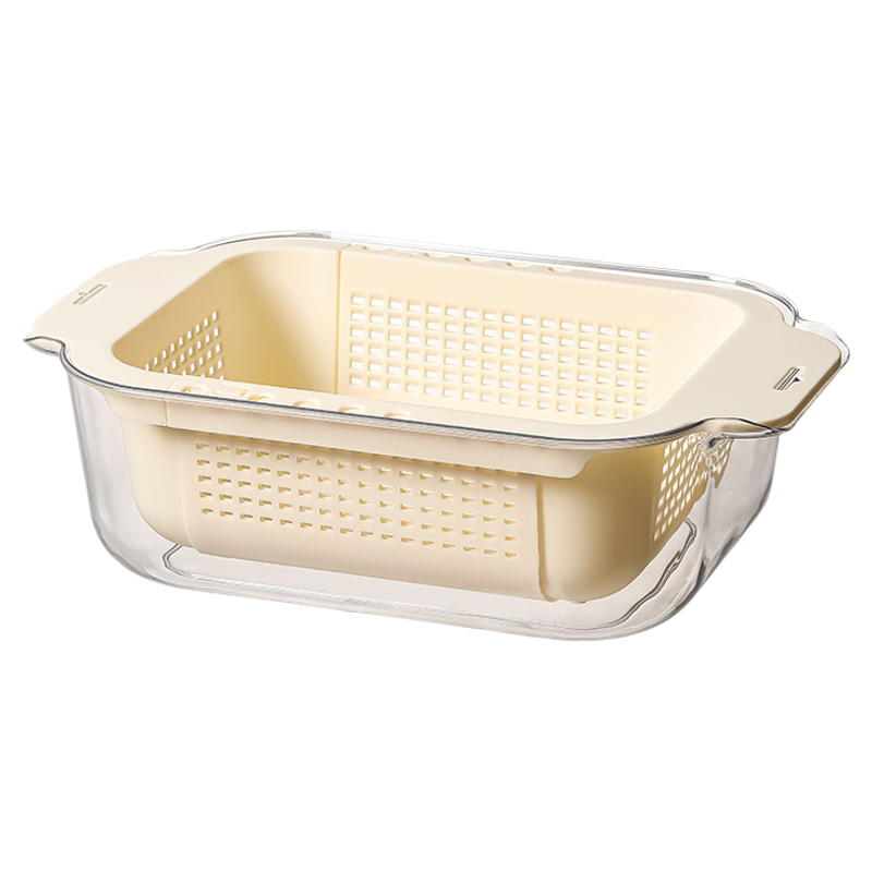 洗菜盆沥水篮伸缩双层洗菜篮厨房洗果蔬水槽滤水篮子塑料家用新款