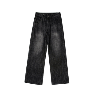 CountryMoment【男女同款】低腰做旧黑色直筒牛仔裤纯棉休闲裤春
