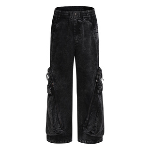 战术废土风牛仔做旧长裤做旧工装裤多口袋夸张做旧洗水牛仔裤