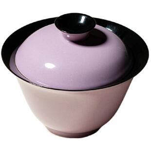 里作 高级感紫色二才盖碗高档功夫茶具泡茶碗日式手工薄胎沏茶碗