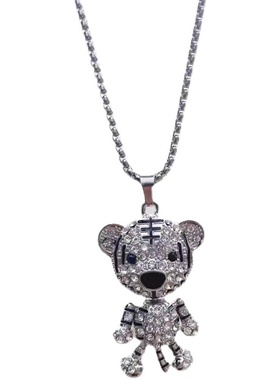 新款本命年闪钻小老虎项链男女个性设计可活动吊坠长款毛衣链日韩