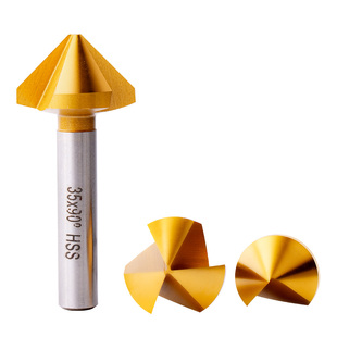 涂层镀钛倒角钻90度直柄单刃/三刃倒角刀扩孔修边去毛刺不锈钢用