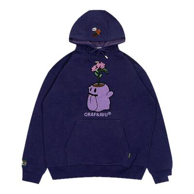GRAF&WU可爱鬼花毛圈帽衫