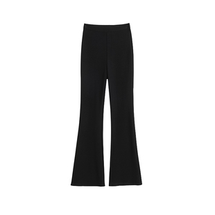 喇叭裤女2025新款冬季加绒加厚垂感显瘦高腰黑色弹力西装微喇裤子