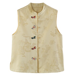 漫沿MANYAN新中式马甲女款外穿2026新款春秋提花刺绣短款坎肩马夹