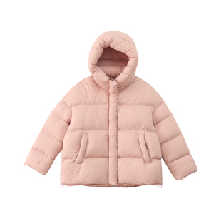 女大童羽绒服【90白鸭绒】初中生2025冬装新款保暖泡芙连帽面包服
