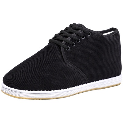 大顺坊冬季男女手工千层底灯芯绒条纹五眼系带棉花加厚舒适棉鞋