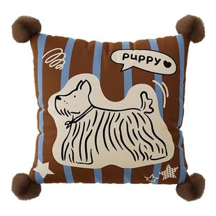 可爱复古小狗抱枕客厅沙发靠枕床头靠垫腰枕睡觉长条抱枕套大靠背