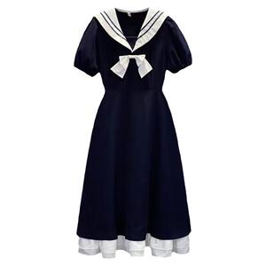 18岁成人礼女孩礼服高中生毕业裙子少女高级感蓝色胖mm夏季连衣裙