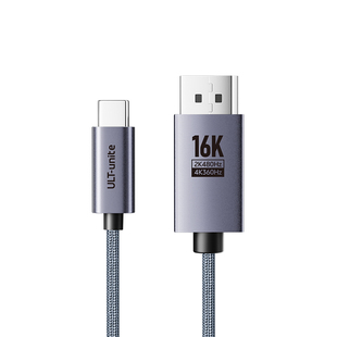 优籁特typec转dp细软投屏线2.1转换16K60Hz高清2K480Hz高刷接头适用苹果华为雷电4/5笔记本电脑usbc接显示器