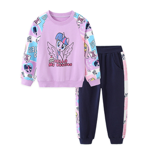 小马宝莉女童运动服套装洋气可爱卡通紫色卫衣2022秋装新款两件套