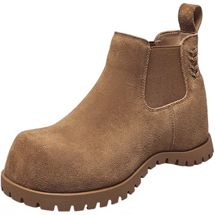 意尔康女鞋2025冬季英伦复古休闲加绒短靴切尔西靴粗跟气质内增高